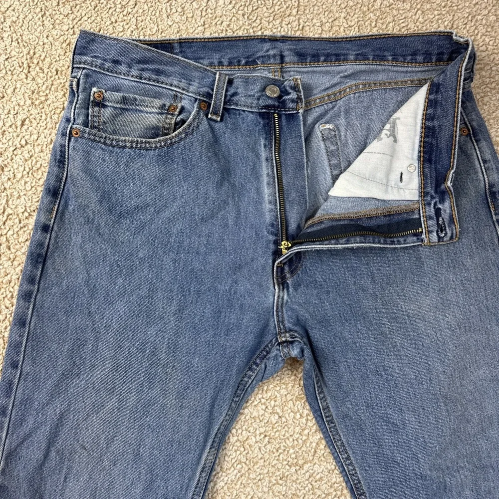 Levi's 505 Regular Fit Jeans 36x29 Men's Blue Medium Wash Straight Leg Denim
